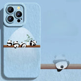 iPhone 16 Pro Max Case - Blue Silicone Panda Pattern